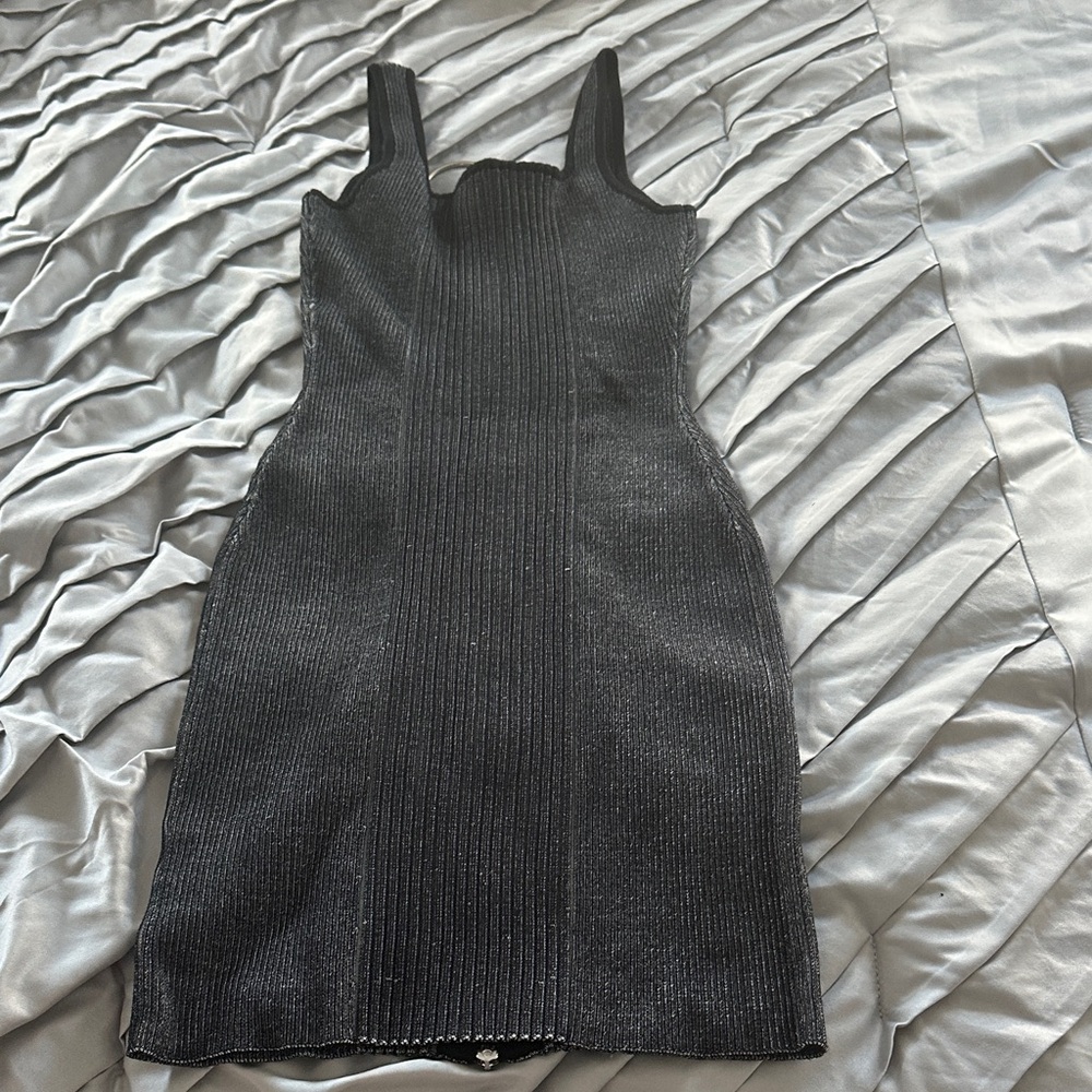 Sleek Black Zipper Mini Dress - Picture 2 of 2